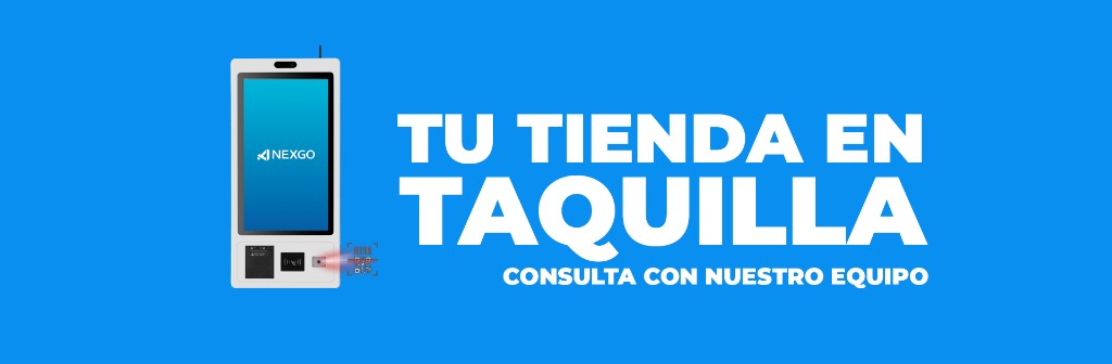 Banner promocional de terminal NEXGO: tu tienda en taquilla, consulta con nuestro equipo